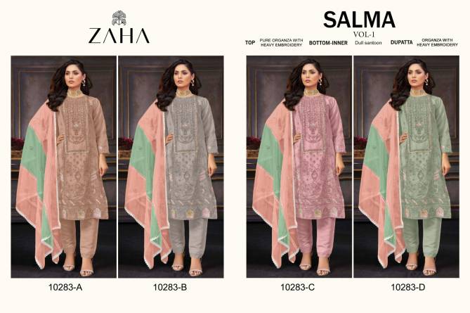 Salma Vol 1 By Zaha Embroidered Organza Pakistani Suits Wholesale Price In Surat
